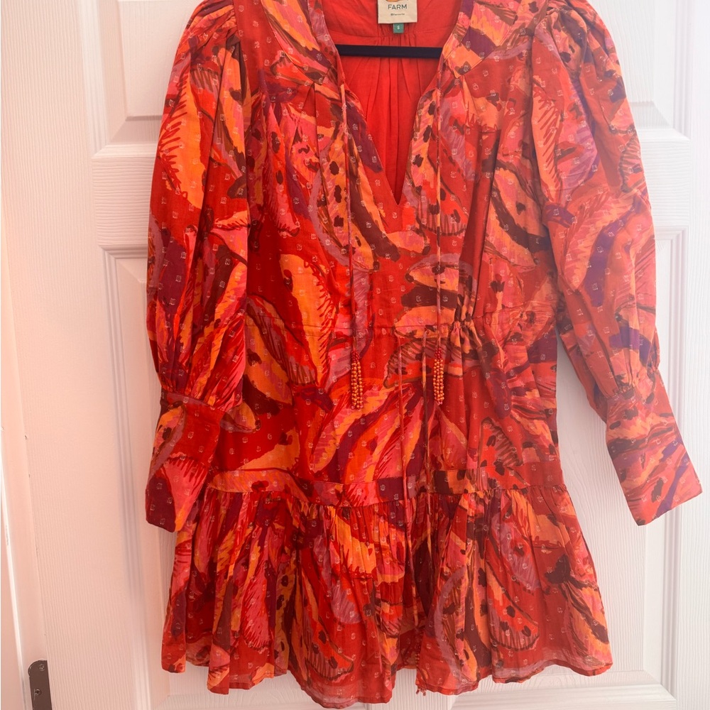 FARM RIO BANANA JUICE COLLARED MINI DRESS